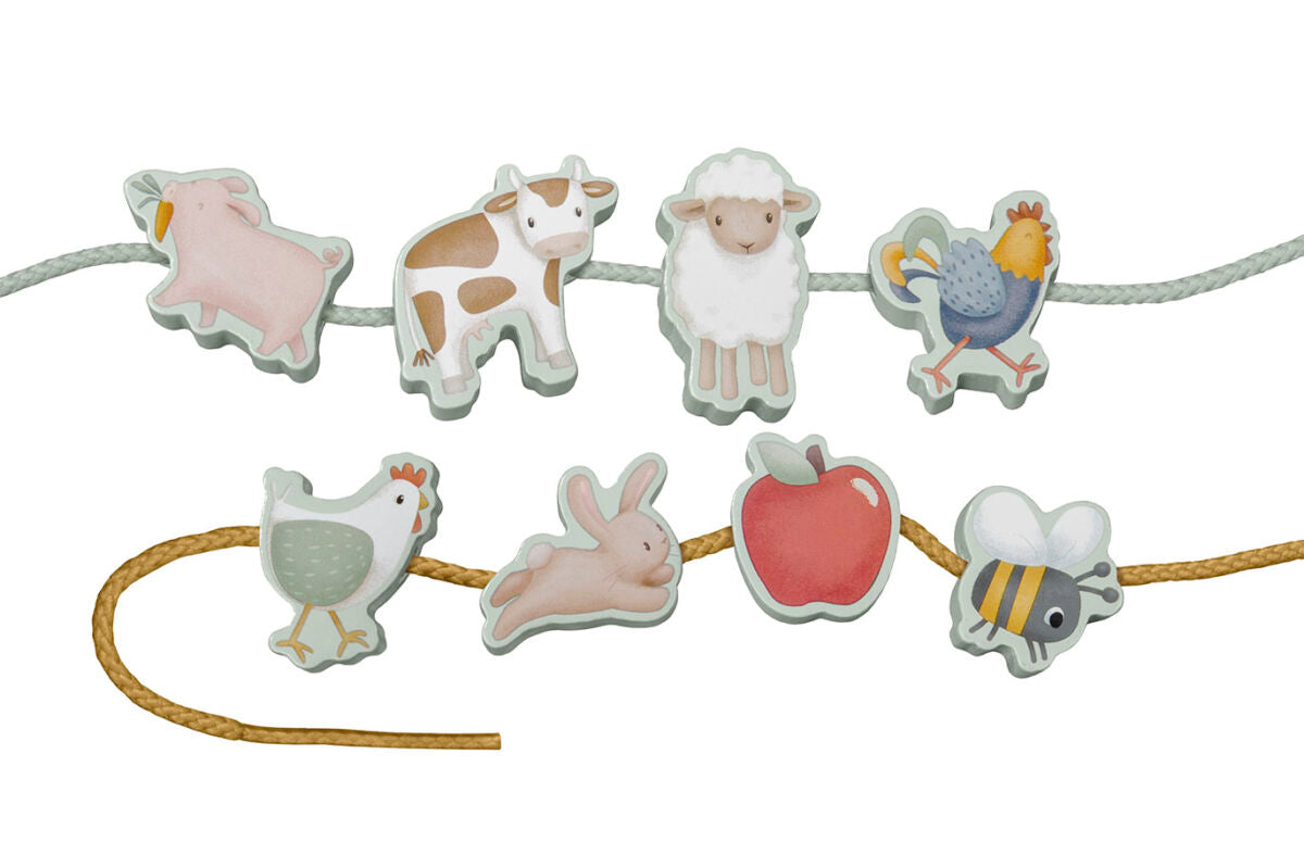 LITTLE DUTCH suvarstomi karoliukai „Little Farm“ zaislai vaikams kudikiams montessori smulkioji motorika