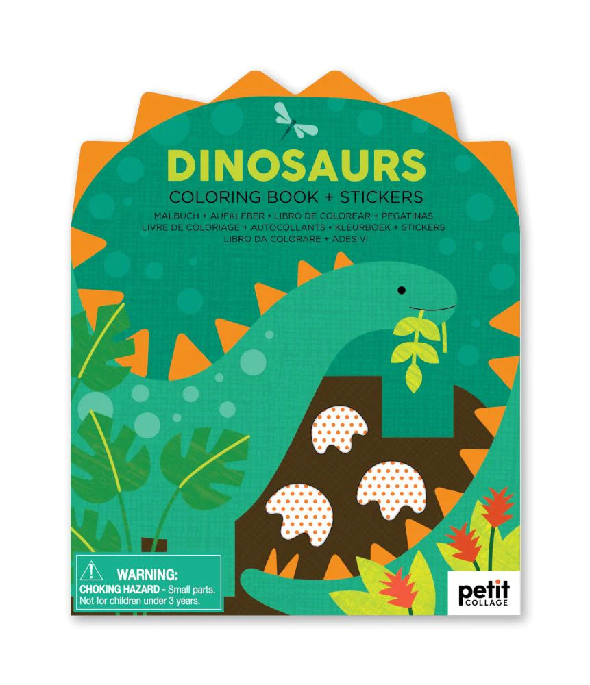 Kelioninė spalvinimo knygutė su lipdukais berniukams dinozaurai