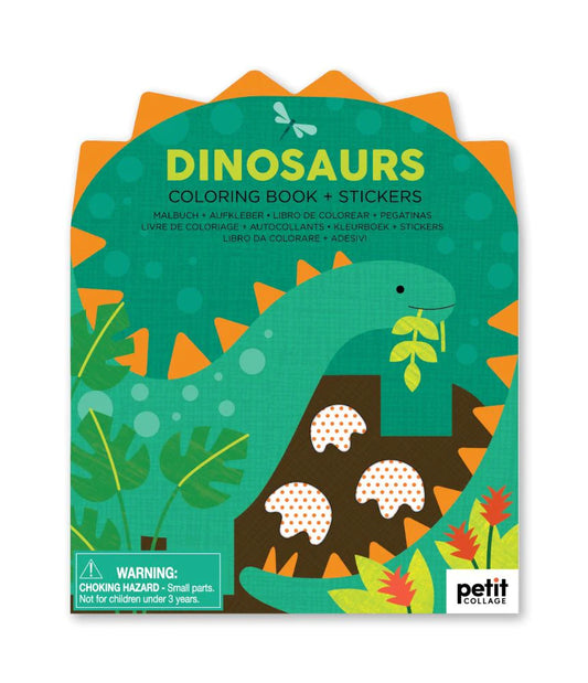 Kelioninė spalvinimo knygutė su lipdukais berniukams dinozaurai