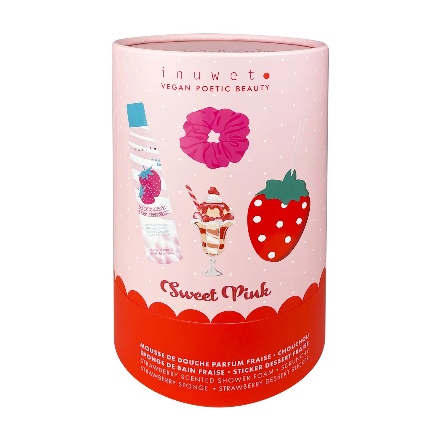 Dovanų rinkinys su dušo putomis ir aksesuarais „Fun Bath Box“ – Braškė