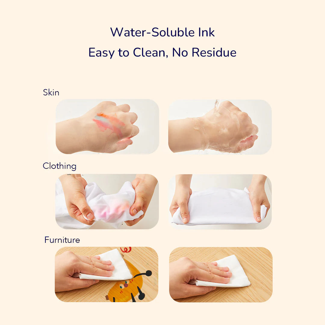 Mideer Dvipusis nuplaunamas markeris - apvalus galas ir antspaudas - 6 spalvos